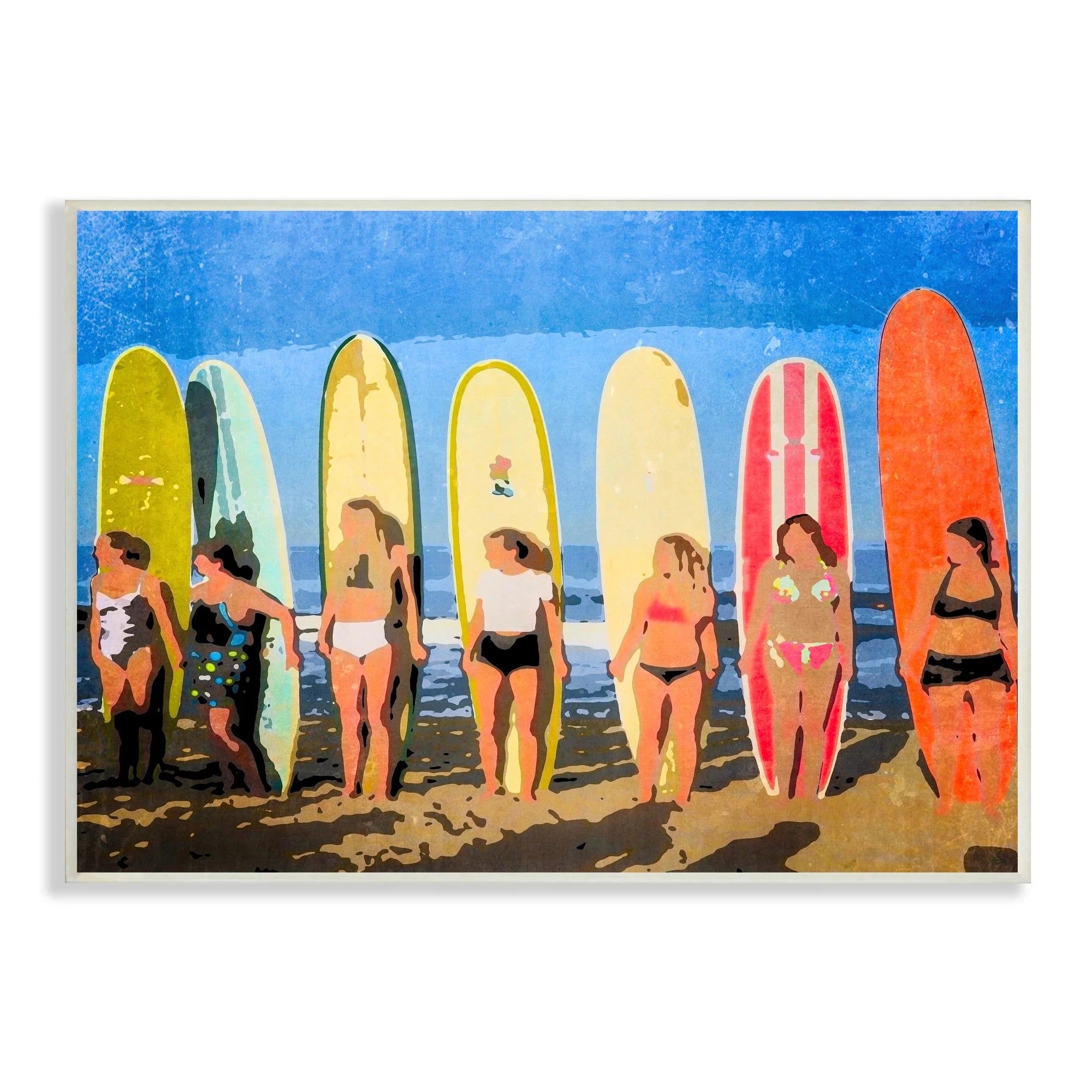 Stupell Industries Modern Pop Style Women Surfing Ocean Sports Graphic Art Unframed Art Print Wall Art, Design by Graffitee Studios