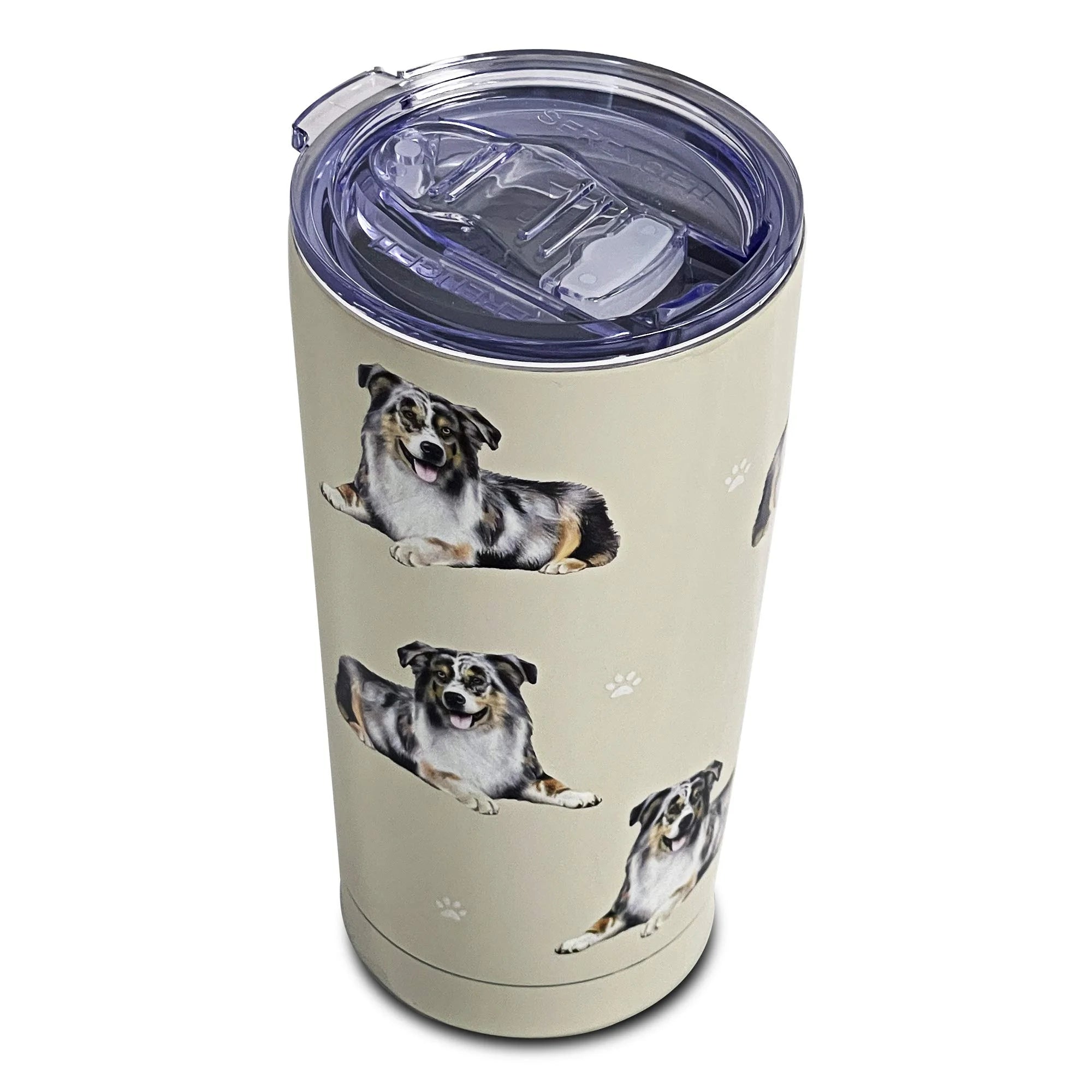 E & S Imports Australian Shepherd Serengeti Tumbler - One Tumbler 7 Inch, 18/8 Stainless Steel - Hot Or Cold Beverages 11553