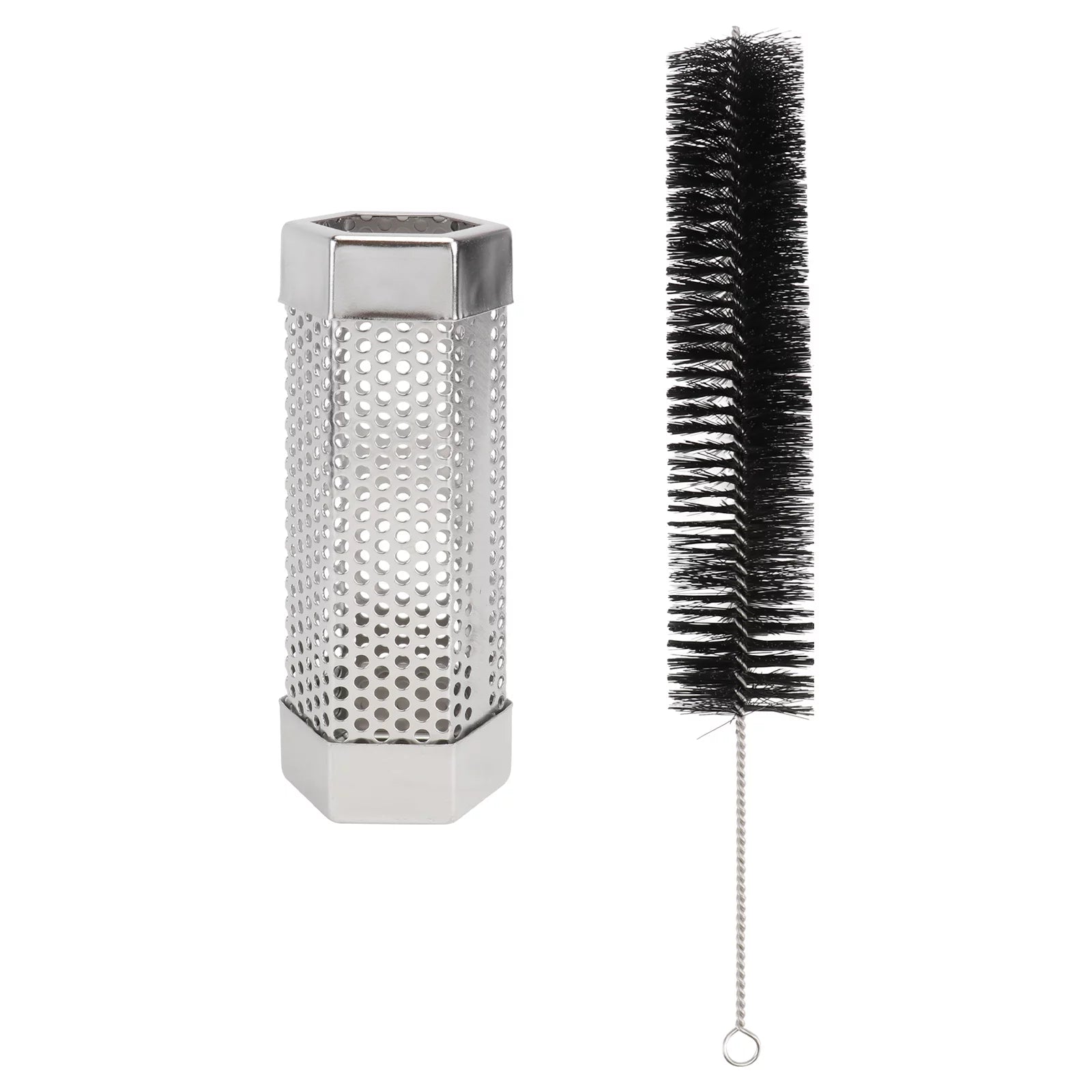 Guichaokj 1 Set Stainless Steel BBQ Smoker Tube BBQ Smoke Mesh Tube (Smoker Tube+Brush)