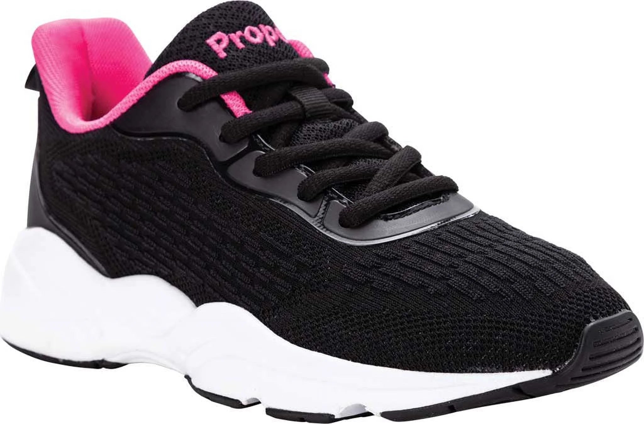 Women's Propet Stability Strive Sneaker Black/Hot Pink Knit Mesh 5 D