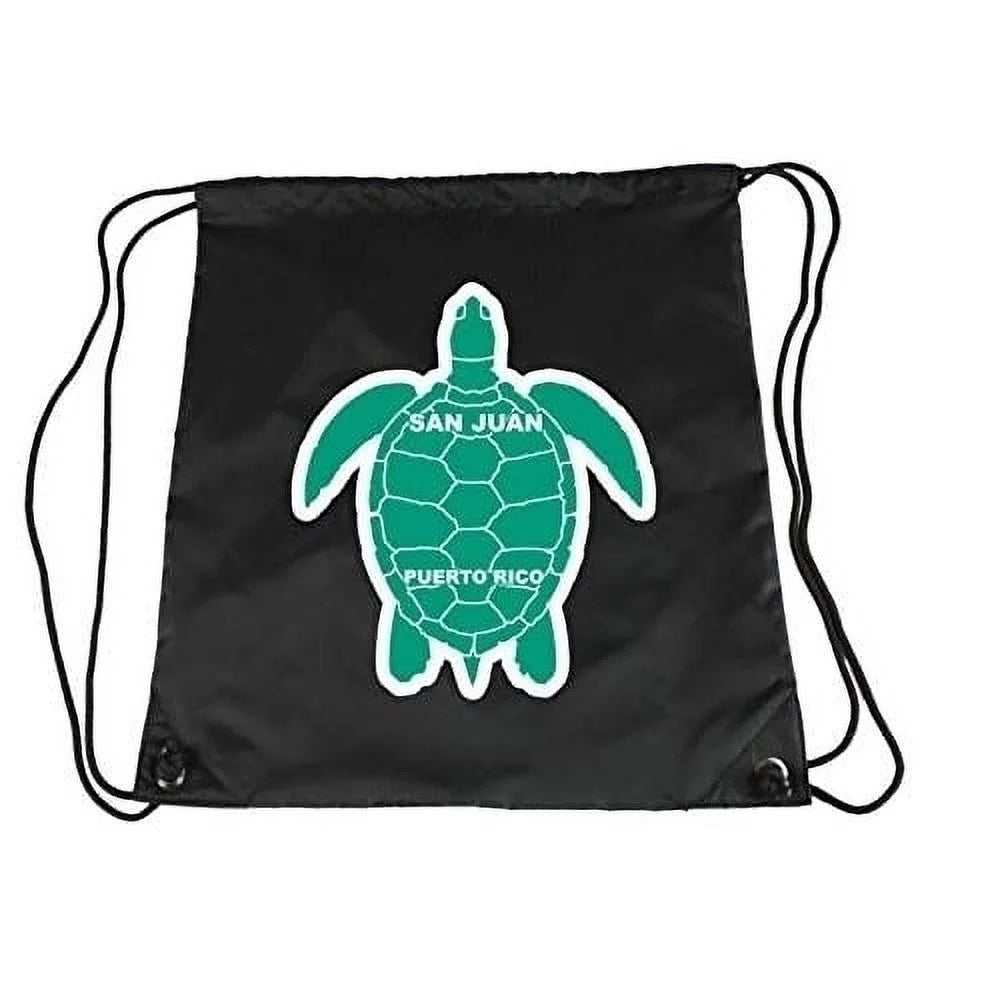 San Juan Puerto Rico Souvenir Cinch Bag with Drawstring Backpack Tote Beach Bag Green Turtle Design
