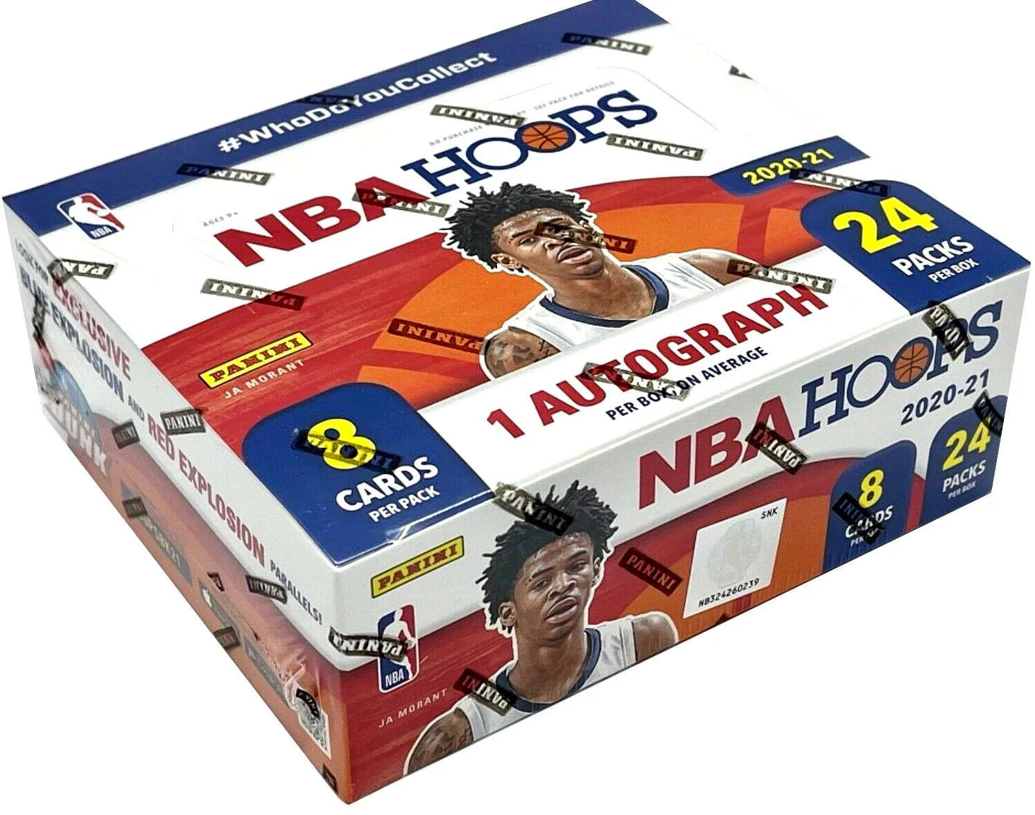 NBA Panini 2020-21 Hoops Basketball Trading Card RETAIL Box (24 Packs, 1 Autograph)