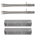 2-Pack BBQ Gas Grill Tube Burner & Heat Shield Plate Tent Replacement Parts for Brinkmann 810-3661-F - Compatible Barbeque Stainless Steel Pipe Burners & Flame Tamer, Guard, Deflector, Flavorizer Bar