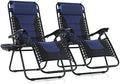 HBBOOMLIFE Padded Zero Gravity Lounge Chair Folding Patio Recliner with Adjustable Headrest &amp; Cup Holder  Support 350 LBS(Grey)