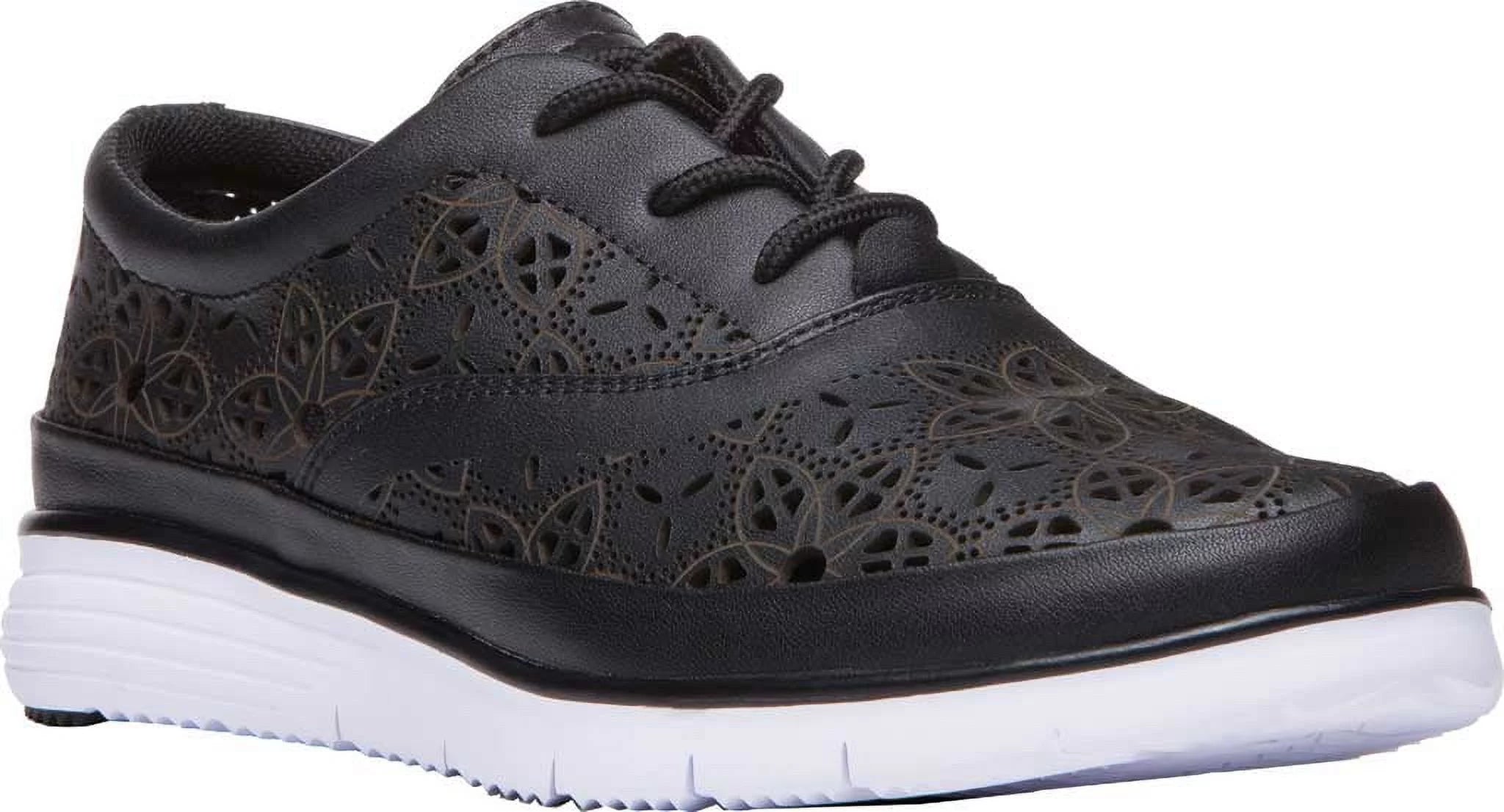 Women's Propet Harper Sneaker Black Full Grain Leather 7 B