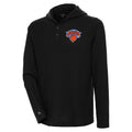 Men's Antigua  Black New York Knicks Strong Hold Long Sleeve Henley Hoodie T-Shirt