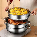 1 set, Stainless Steel Double Ear Steamer Pot - Cooking and Steaming Cookware with Handles