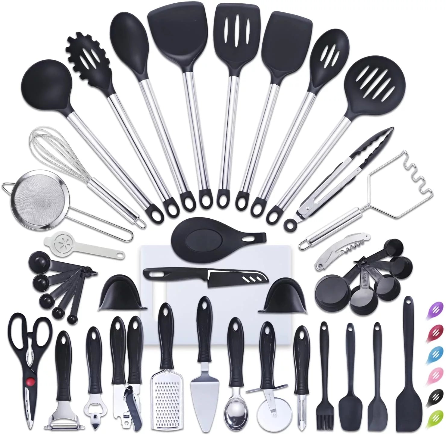 Kitchen Utensil set 42pcs Cooking Utensils Nylon and Stainless Steel Utensils Set Kitchen Tool Set,Black