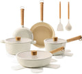 QYANG Ceramic Nonstick Pots and Pans Set 14pcs, Healthy Cookware Set, Non-toxic Induction Kitchen Cooking Set, Dishwasher & Oven Safe, PFAS/PTFE/PFOA Free