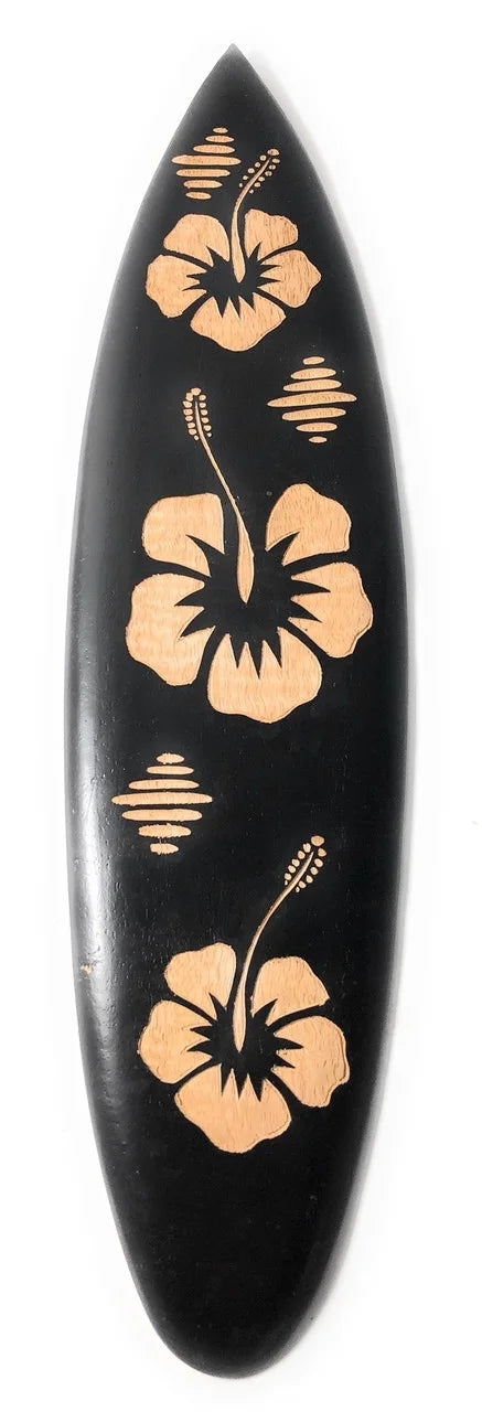 Wooden Surfboard w/ Hibiscus Flowers 20 - Surf Decor | #sur14g50
