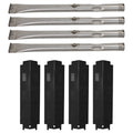 4-Pack BBQ Gas Grill Tube Burner & Heat Shield Plate Tent Replacement Parts for Thermos 466360113 - Compatible Barbeque Stainless Steel Pipe Burners & Flame Tamer, Guard, Deflector, Flavorizer Bar