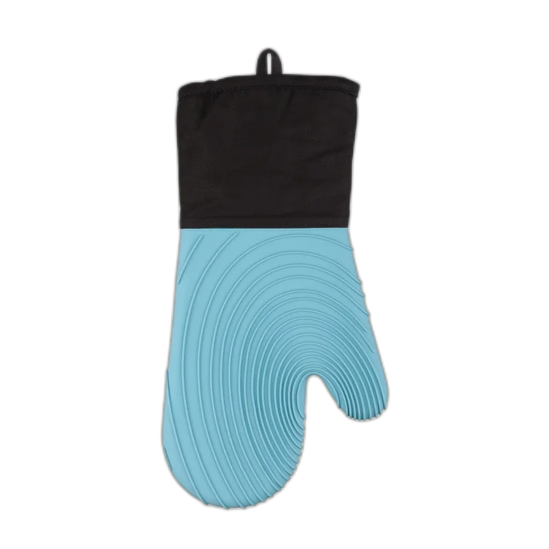 Kitchen Bbq Baking Cotton Thickened Food-Grade Silicone Anti-Scald Heat Insulation Gloves Heat-Resistant Pink Style