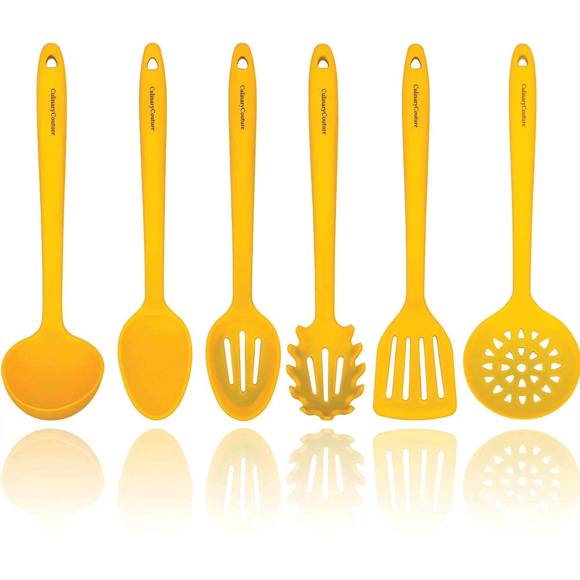 Culinary Couture Silicone Cooking Utensils Set Heat Resistant Kitchen Essentials Set of 6 Yellow