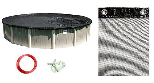 Buffalo Blizzard 15' Round Swimming Pool Deluxe Plus Blue/Black Winter Cover with Leaf Net
