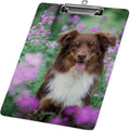 Clipboard Nursing Australian Shepherd in Pink Flowers Acrylic Clip Board with Low Profile Metal for A4 Paper Size Clip Hangable Office Work School