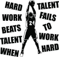 Inspirational Kobe Bryant Basketball Quotes Wall Decal - Hard Word Beats Talent When Talent Fails To Hard Work | 20 x 20 DIY Vinyl Adhesive Black Mamba Home Sticker Bedroom Stick And Peel Decoration