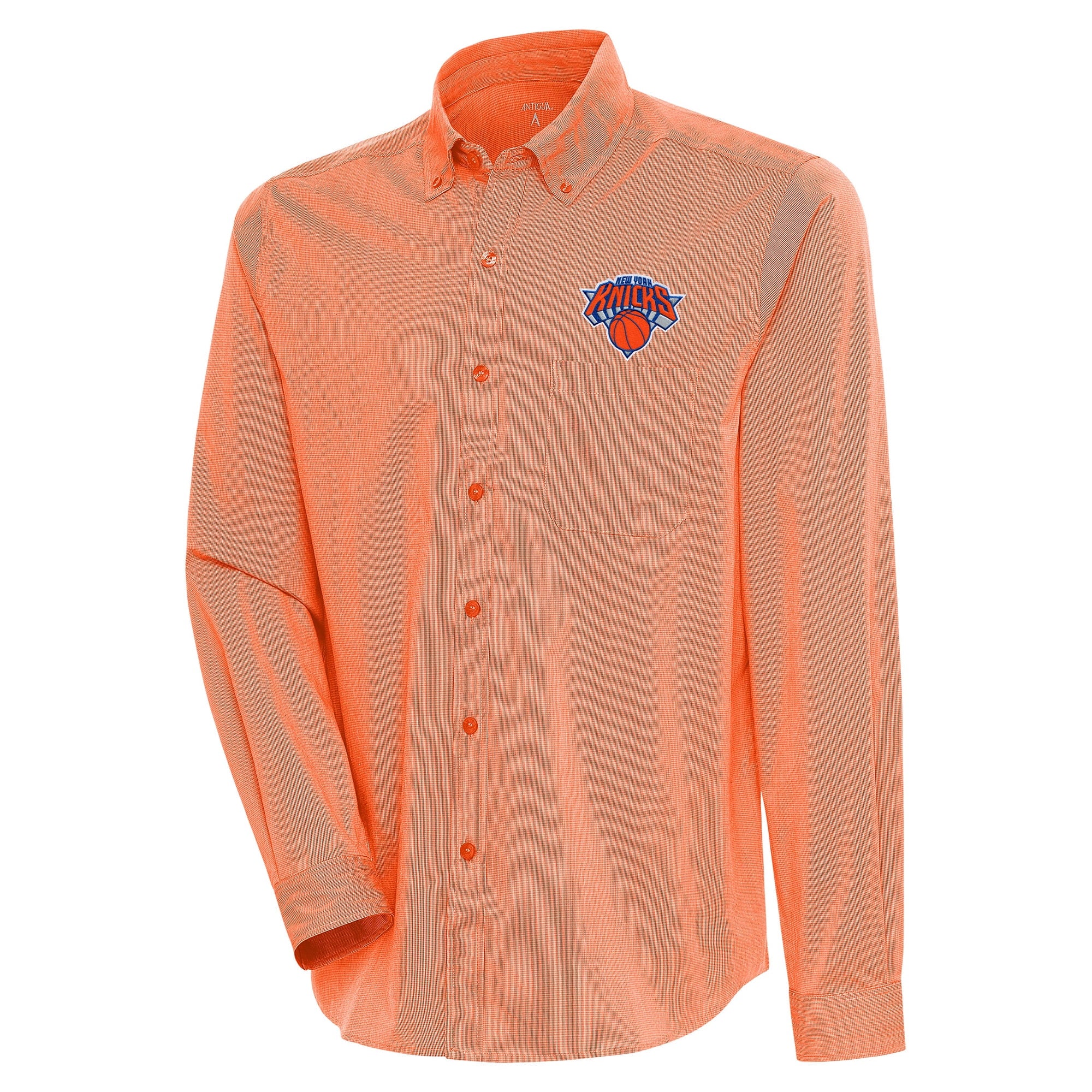 Men's Antigua  Orange New York Knicks Compression Button-Down Shirt