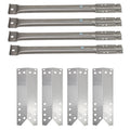 4-Pack BBQ Gas Grill Tube Burner & Heat Shield Plate Tent Replacement Parts for Kmart 640-82960828-6 - Compatible Barbeque Stainless Steel Pipe Burners & Flame Tamer, Guard, Deflector, Flavorizer Bar