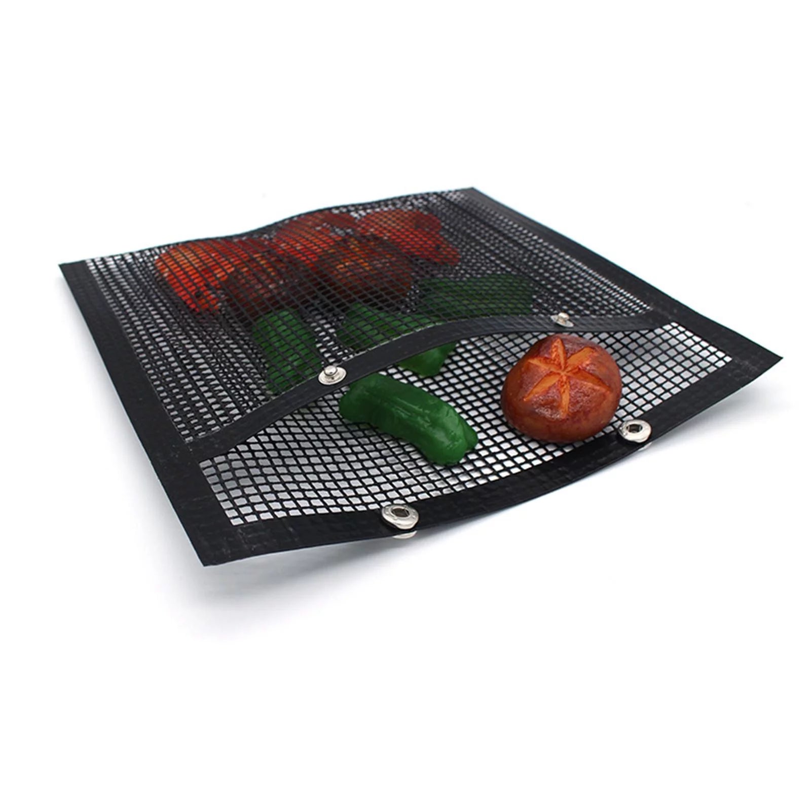 BBQ Mesh Grill Bg 15.75x10.63 Inch Reusble Grilling Chrcol, & HetResistnt, Non Brbecue Bg , Black