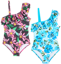 Kanu Surf Girls' Bathing Suit - 2 Pack UPF 50+ One Piece Monokini Swimsuit (6X-14)