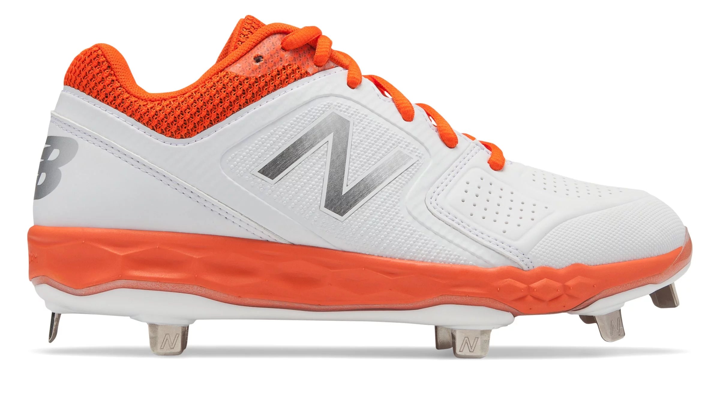 New Balance Low-Cut Fresh Foam Velo1 Metal Softball Cleat Womens Shoes Orange with White