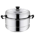 OUNONA Double Steamer Pot Boiler Stainless Steel Food Cooking Pan Insert Soup Small Steam Lid Layer