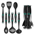 Linoroso 7 PCS Elevate Nylon Cooking Utensils Set, Kitchen Utensil Set Heavy Duty with Exquisite Rotating Utensil Holder