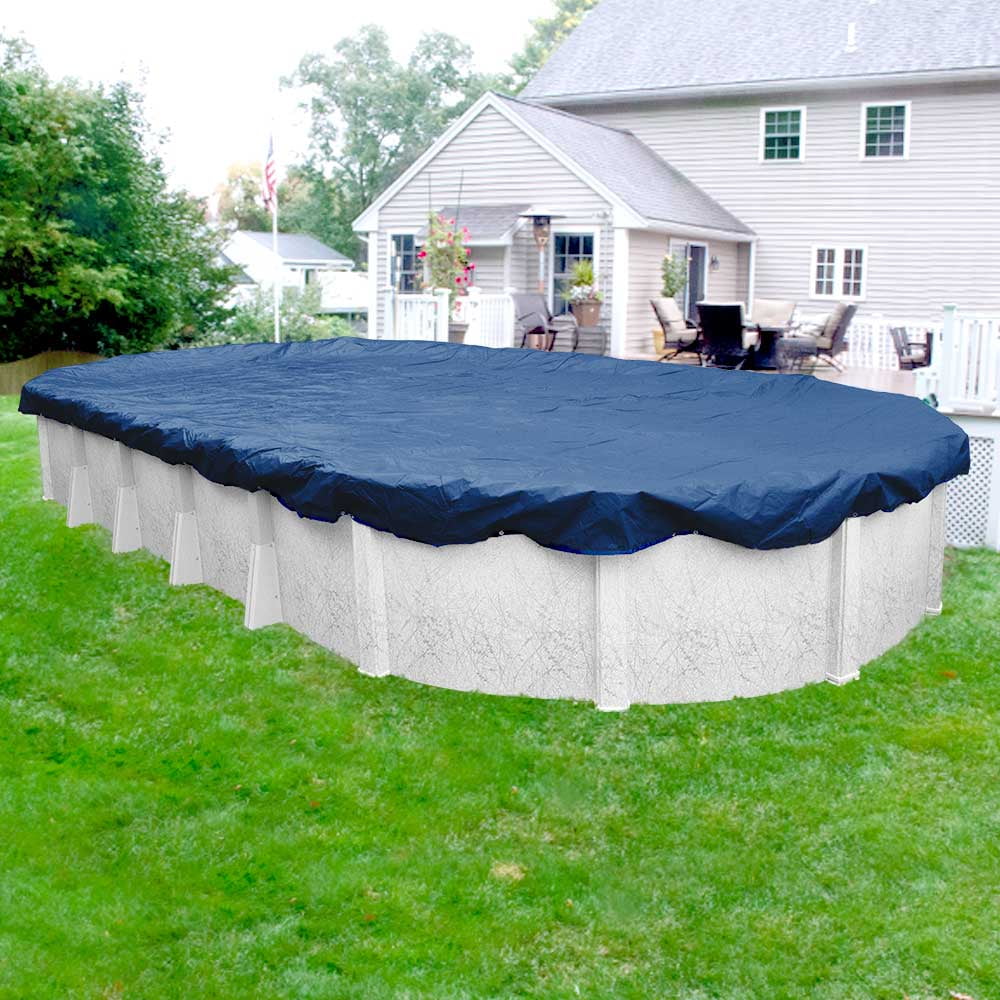 Pool Mate Commercial-Grade Rip-Shield Blue Winter Cover for Oval Above-Ground Swimming Pools, 16 ft. x 32 ft. Oval Pool