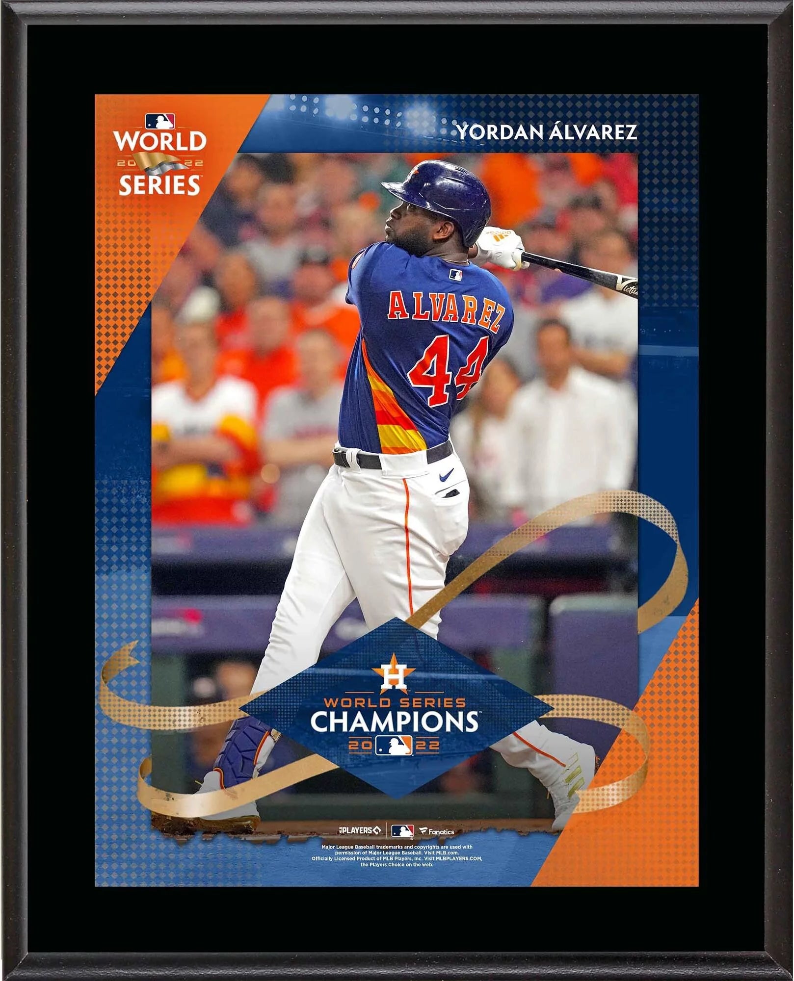 Yordan Alvarez Houston Astros 10.5 x 13 2022 MLB World Series Champions Sublimated Plaque