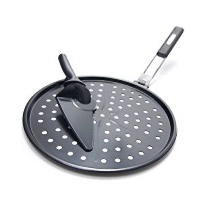 GrillPro 98140 Non-Stick Pizza Grill Pan includes Pizza Cutter/Server, 12-Inch Diameter