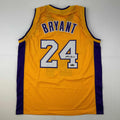 Facsimile Autographed Kobe Bryant #24 Los Angeles LA Yellow Reprint Laser Auto Basketball Jersey Size Men's XL