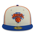 Men's New Era Cream/Blue New York Knicks Piping 2-Tone 59FIFTY Fitted Hat