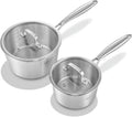 LOLYKITCH Whole Body Tri-Ply Stainless Steel Saucepan Set,1QT & 3QT,Induction Cooking Pot,Oven and Dishwasher Safe.