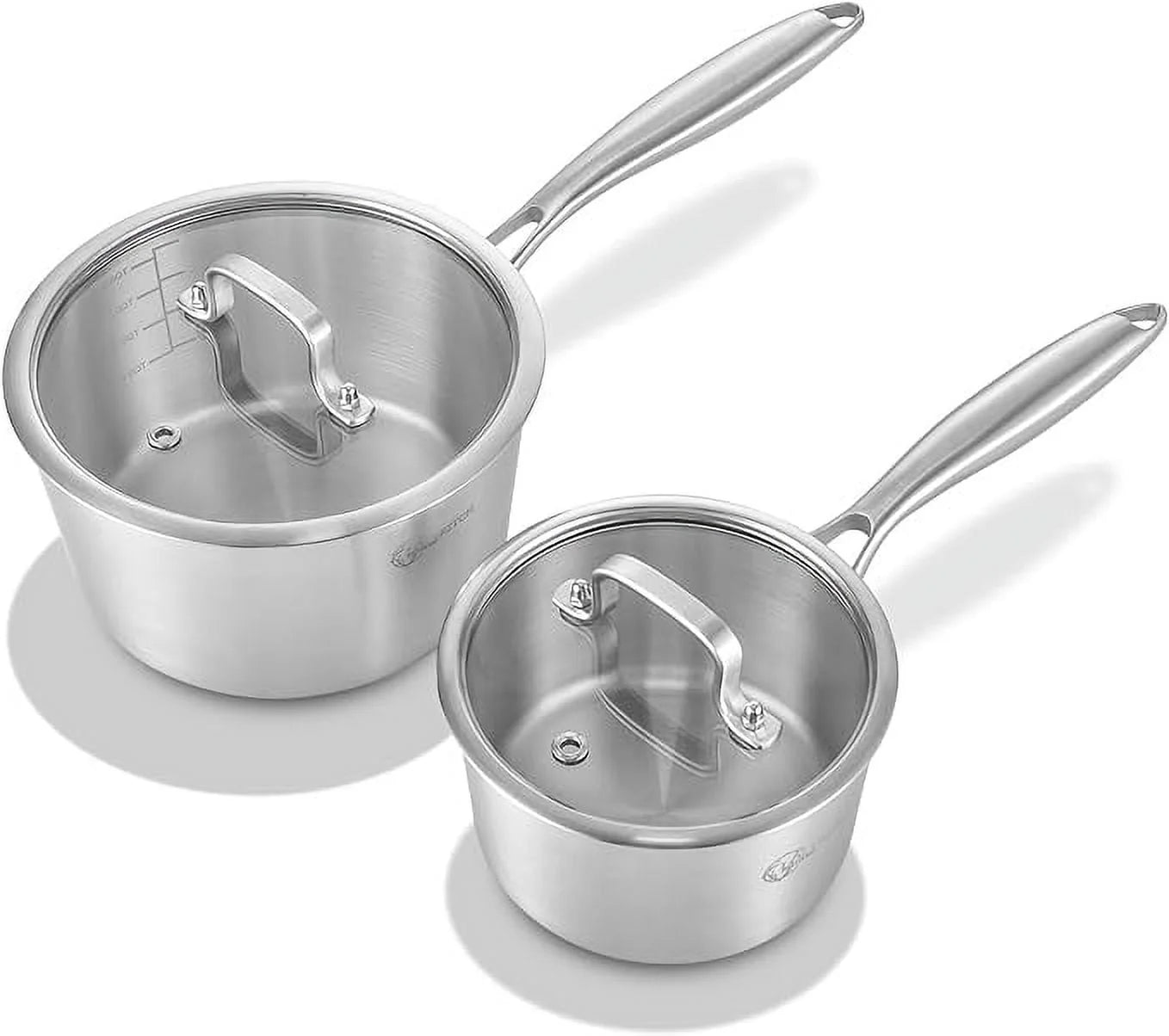 LOLYKITCH Whole Body Tri-Ply Stainless Steel Saucepan Set,1QT & 3QT,Induction Cooking Pot,Oven and Dishwasher Safe.