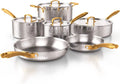 Homaz life Pots and Pans Set  Tri-Ply Stainless Steel Hammered Kitchen Cookware  Induction Compatible  Dishwasher and Oven Safe  Non-Toxic  Professional Grade Cooking Sets  7-Piece  Silve