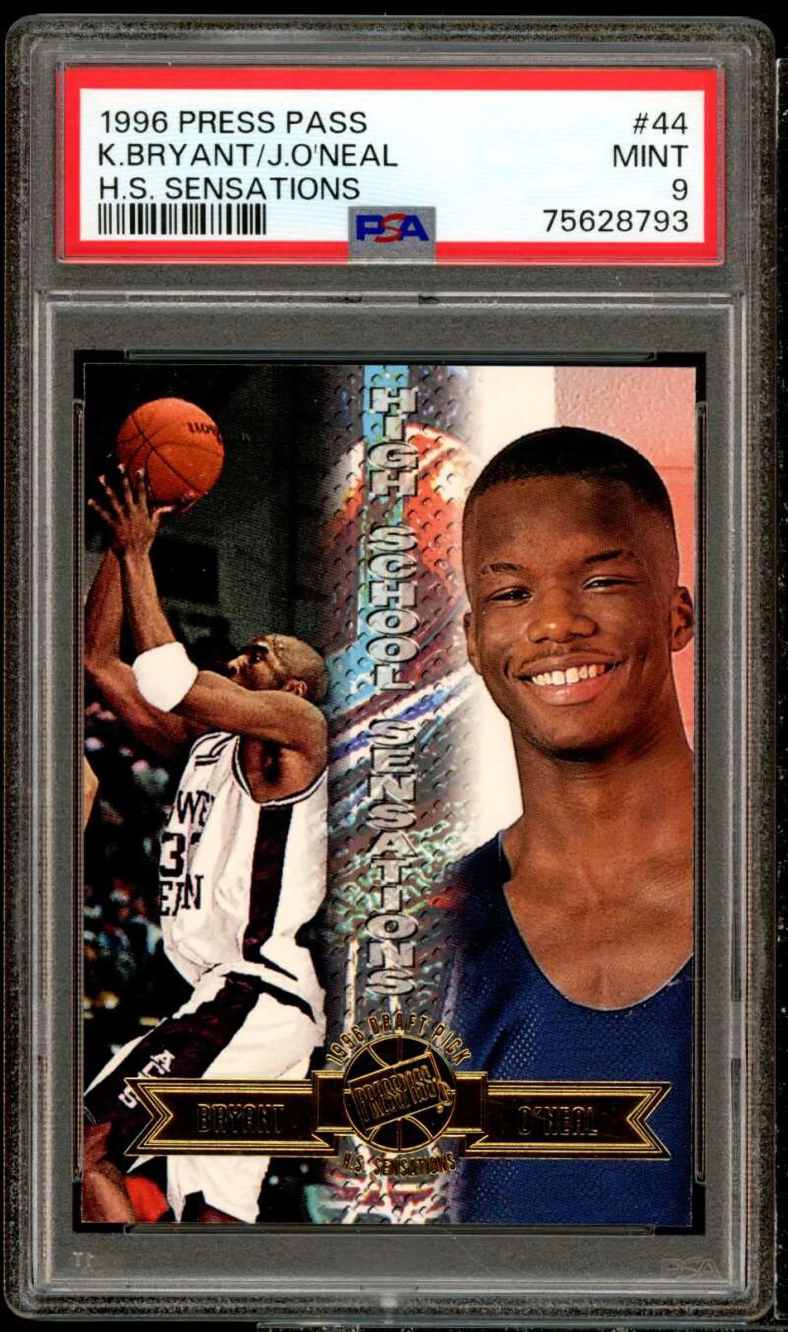 Kobe Bryant/Jermaine O'Neal Rookie Card 1996 Press Pass #44 PSA 9