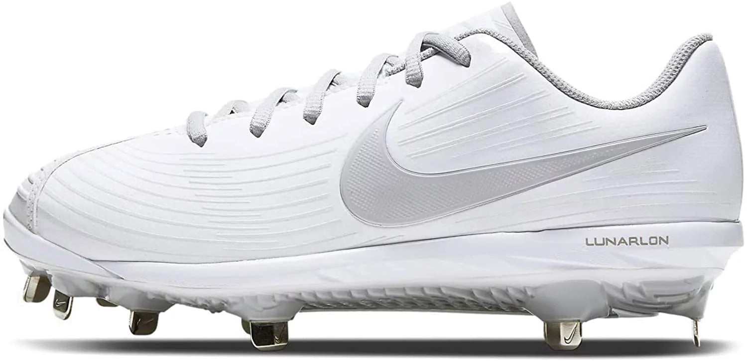 Nike Womens Lunar Hyperdiamond 3 Pro Metal Fastpitch Softball Cleats 7 White/Lt Smoke Grey-pure Platinum