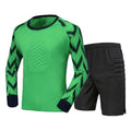 TiaoBug Kids Boys Football Basketball Game Training Sportwear Long Sleeve Goalie T-shirt And Shorts Uniform Set Green 14-16
