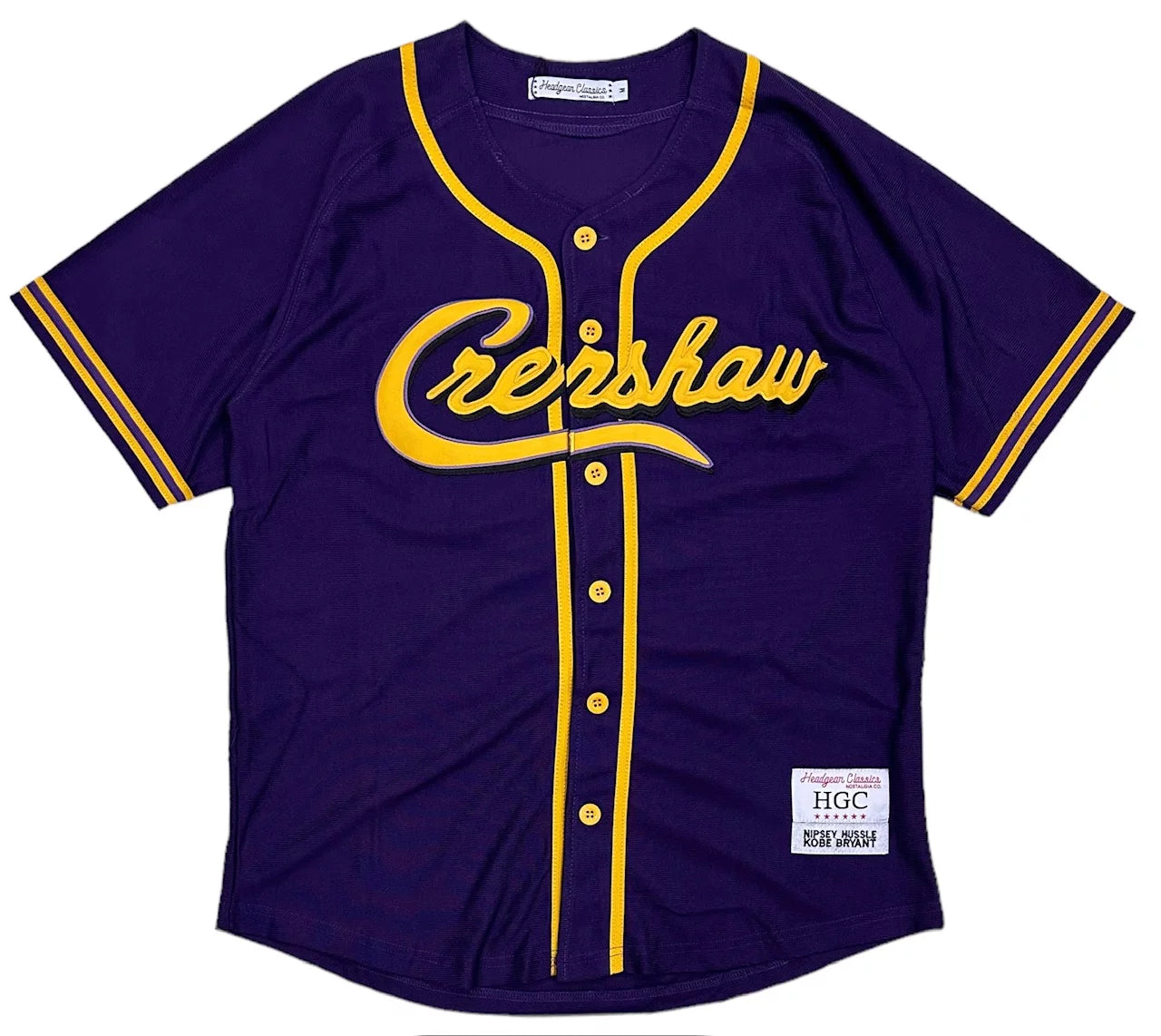 Nipsey Hustle Crenshaw X Kobe Bryant Men's Headgear Classics Embroidered Baseball Jersey (Medium, Purple)