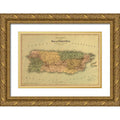 Vintage Maps 32x23 Gold Ornate Wood Framed with Double Matting Museum Art Print Titled - Puerto Rico 1886