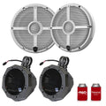 Wet Sounds RECON 6-XWW 6.5 White Grill Marine Speakers with US2-C65U-175 Black Speaker Pod with 1.75 Roll Bar Clamps