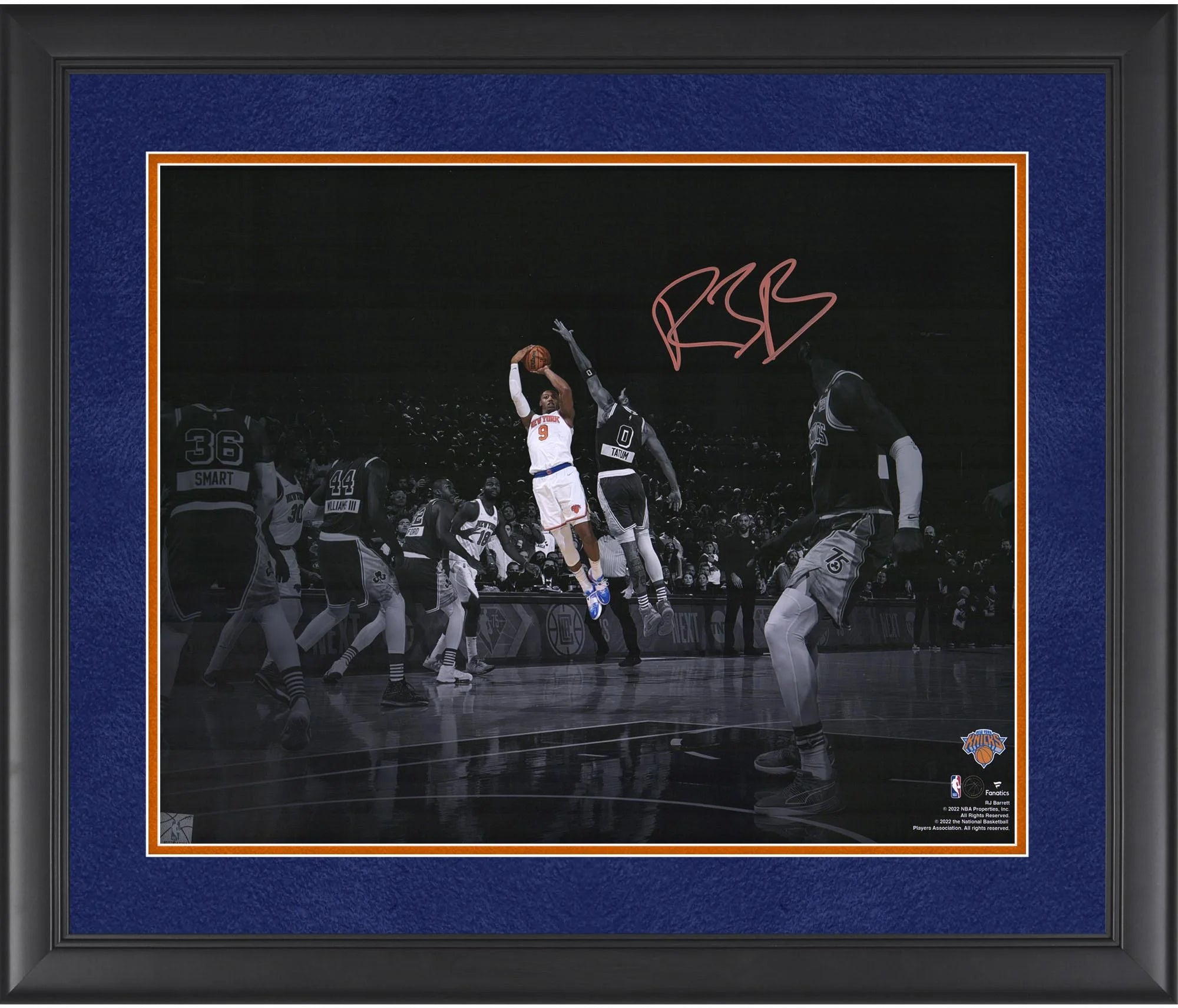 RJ Barrett New York Knicks Framed Autographed 16 x 20 Game Winning Shot vs. Boston Celtics Spotlight Photograph - Fanatics Authentic Certified