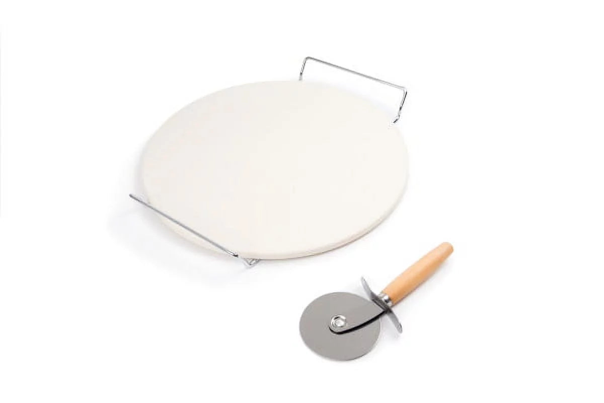 Fox Run Pizza Stone Set with Rack and Pizza Cutter, 12.5-Inch