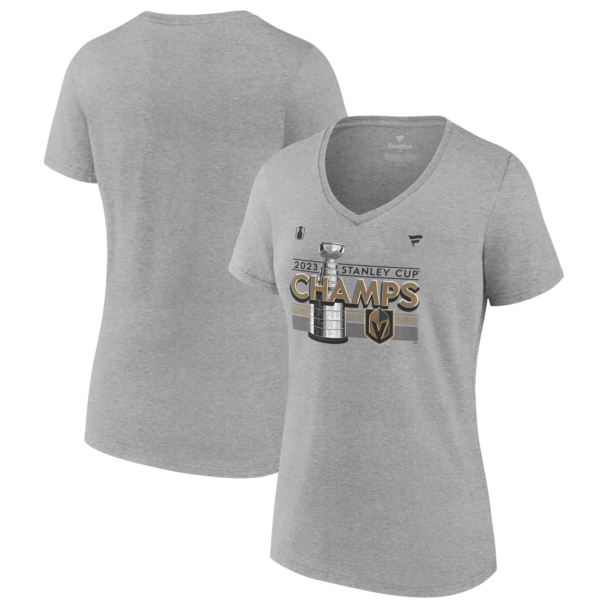 Women's Fanatics Branded  Heather Gray Vegas Golden Knights 2023 Stanley Cup Champions Locker Room Plus Size V-Neck
