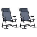 CoSoTower Oversized Folding Rocking Camping Chair Set of 2, Outdoor Rockers with Headrests, Zero Gravity Bungee Lawn Chairs for 2 Adults, Gray