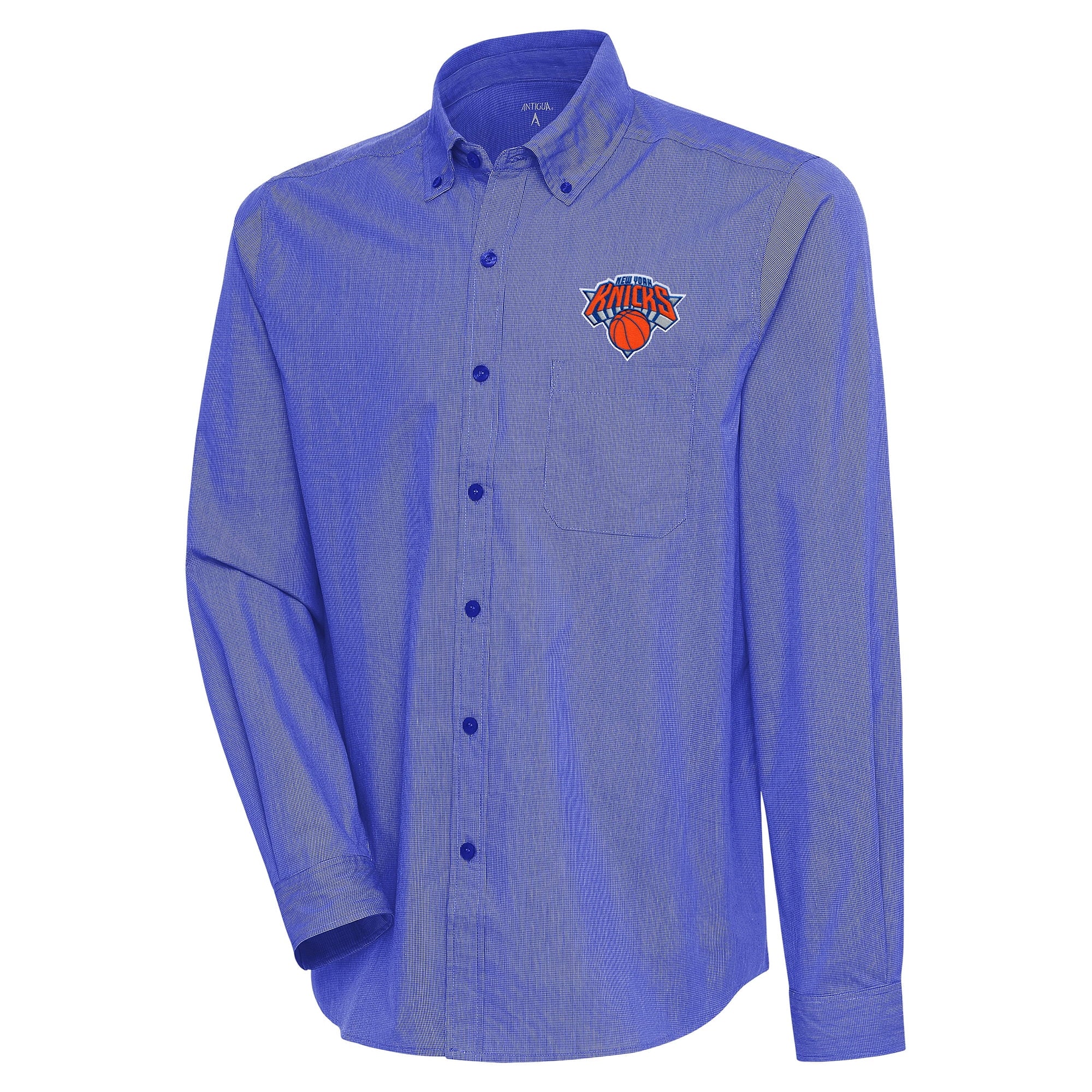 Men's Antigua  Royal New York Knicks Compression Button-Down Shirt