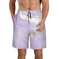 Lukts Lavender Glitter Foil Stripes Mens Swim Trunks Quick Dry Swim Shorts With Funny Beach Shorts