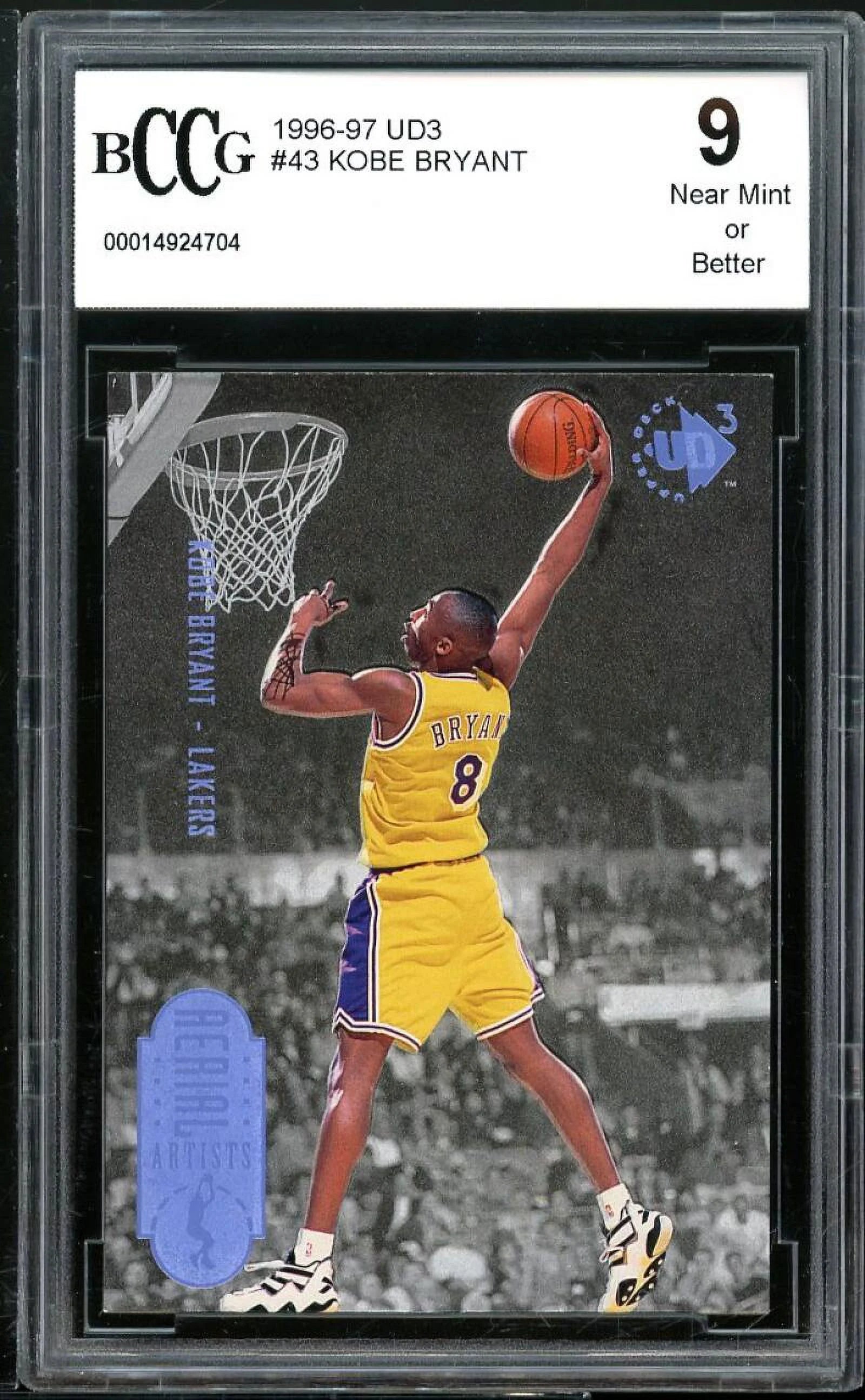 1996-97 UD3 #43 Kobe Bryant Rookie Card BGS BCCG 9 Near Mint+