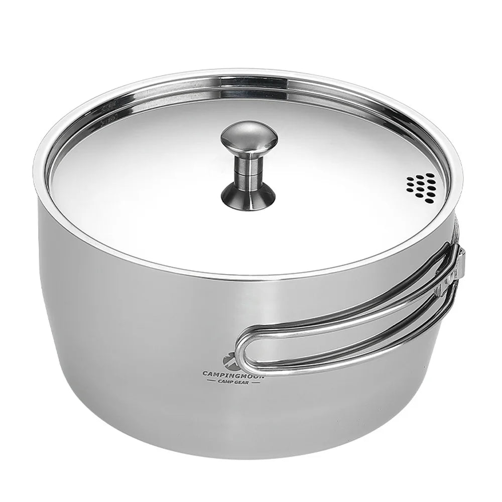 CAMPINGMOON Portable Picnic Cookware - Stainless Steel Pot for Camping and Travel