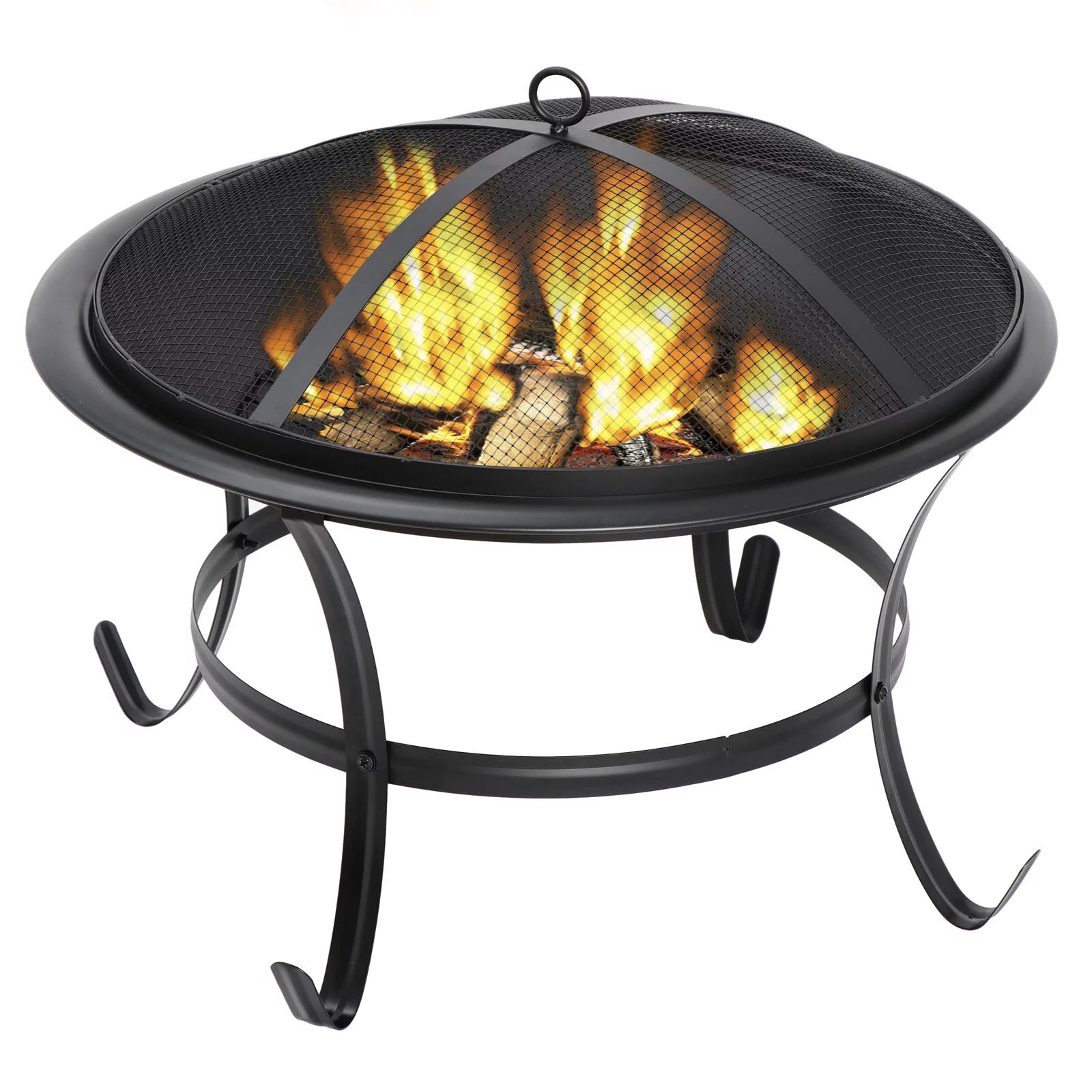 ZenStyle 22 Round Wood Steel Finish Metal and Pine Fire Pit